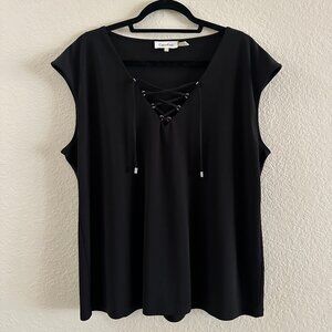 Black Calvin Klein Sleeveless Lace Up Top